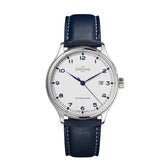 weiße Armbanduhr mit veganem Apfellederband