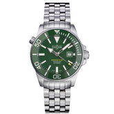 grüne Taucherarmbanduhr mit Metallband