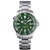 grüne Taucherarmbanduhr mit Metallband