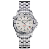 weiße Taucherarmbanduhr mit Metallband