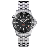 schwarze Taucherarmbanduhr mit Metallband