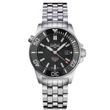 schwarze Taucherarmbanduhr mit Metallband