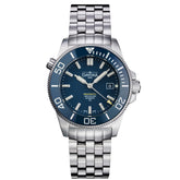 blaue Taucherarmbanduhr mit Metallband