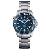 blaue Taucherarmbanduhr mit Metallband