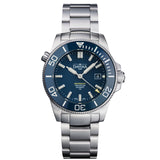 blaue Taucherarmbanduhr mit Metallband