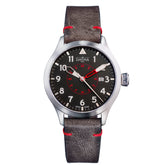 schwarze Armbanduhr mit Lederband