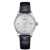 weiße Automatikarmbanduhr mit Lederband