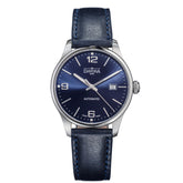 blaue Automatikarmbanduhr mit Lederband