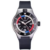 schwarze Taucherarmbanduhr mit Kautschukband