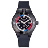 schwarze Taucherarmbanduhr mit Kautschukband