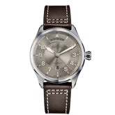 braune Automatikarmbanduhr mit Tagesanzeige und Lederband