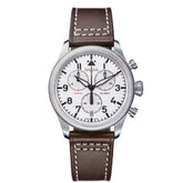 weiße Armbanduhr Chronograph mit Lederband