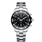 schwarze Taucherarmbanduhr mit Metallband