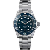 blaue Taucherarmbanduhr mit Metallband