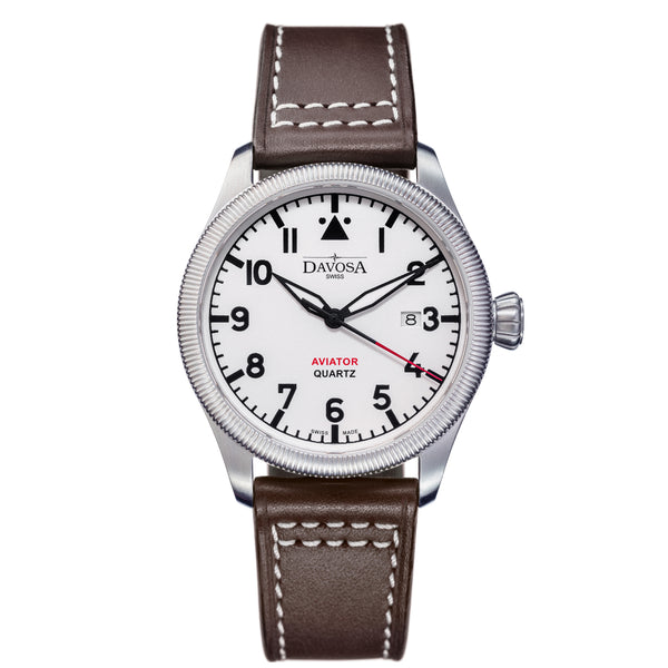 weiße Quartz Armbanduhr mit Lederband